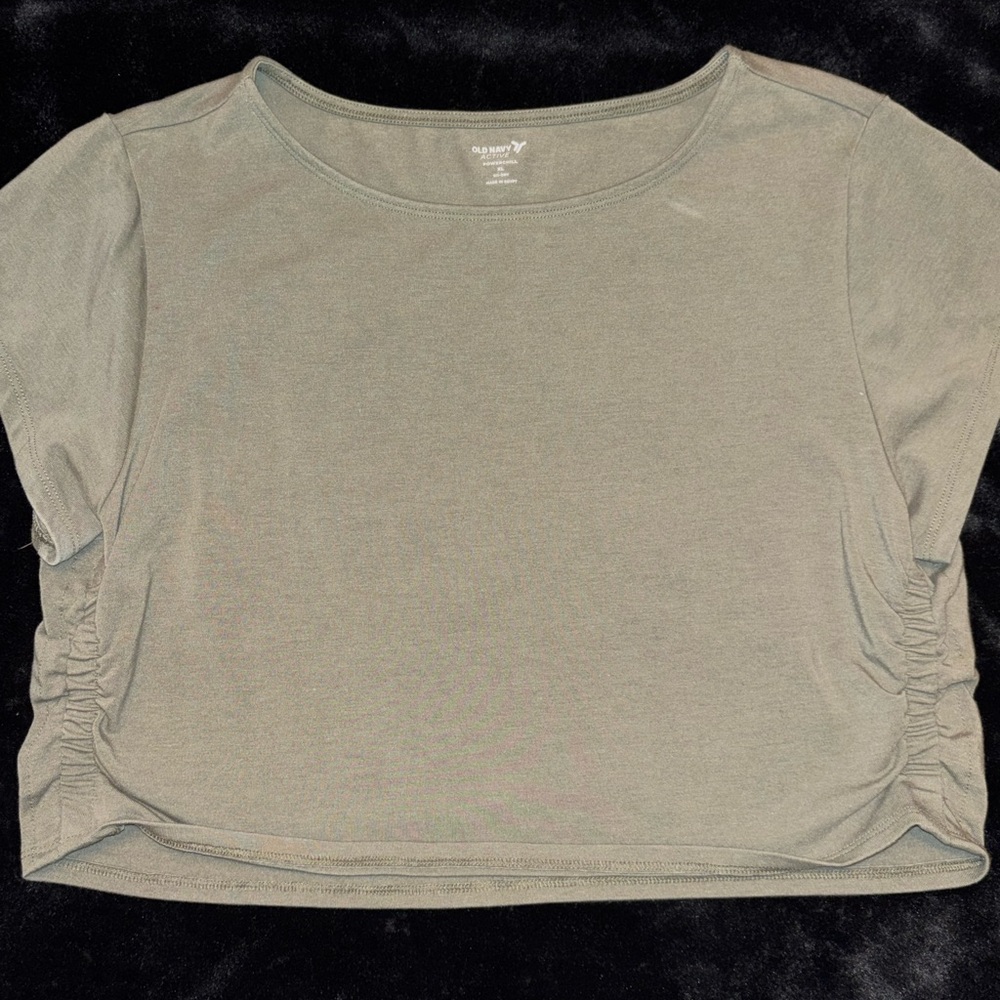 Olive Green Women's Cropped Active Top